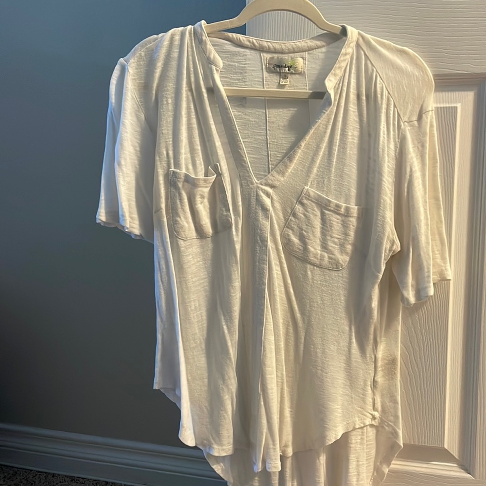 High low white top from Anthropologie